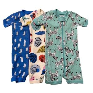 6-12m Hanna Andersson Zipper Shortie Shorts Romper Zebra Seashell Sandpiper Baby